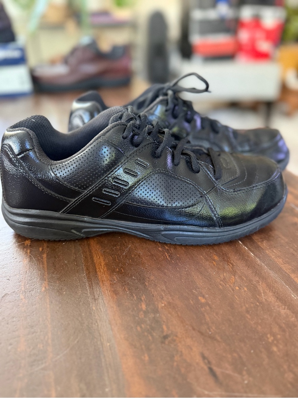 Safe T Step Black Leather Work Sneakers - Size 11